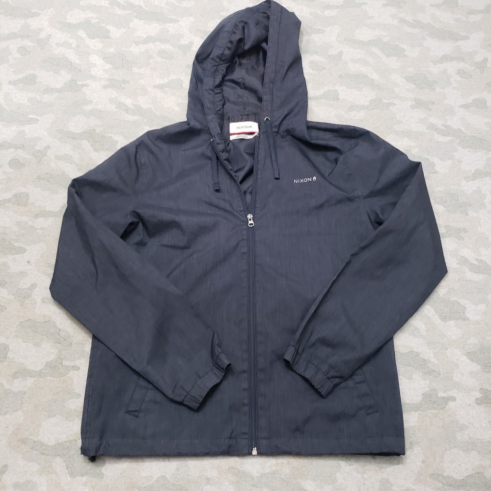 Nixon Windbreaker Jacket Womens Medium Blue Full Zip Hooded